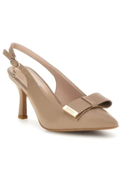 Décolleté beige con cinturino e dettaglio metallico Ferre F030