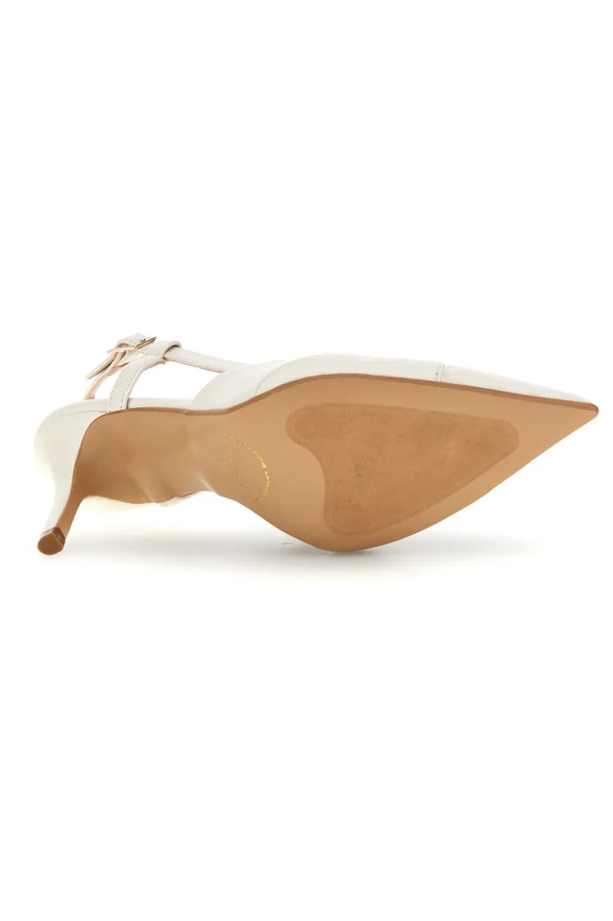 Décolleté beige in vera pelle con cinturino Francesca Gritti P7060