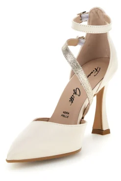 Décolleté beige in vera pelle con cinturino Francesca gritti 194
