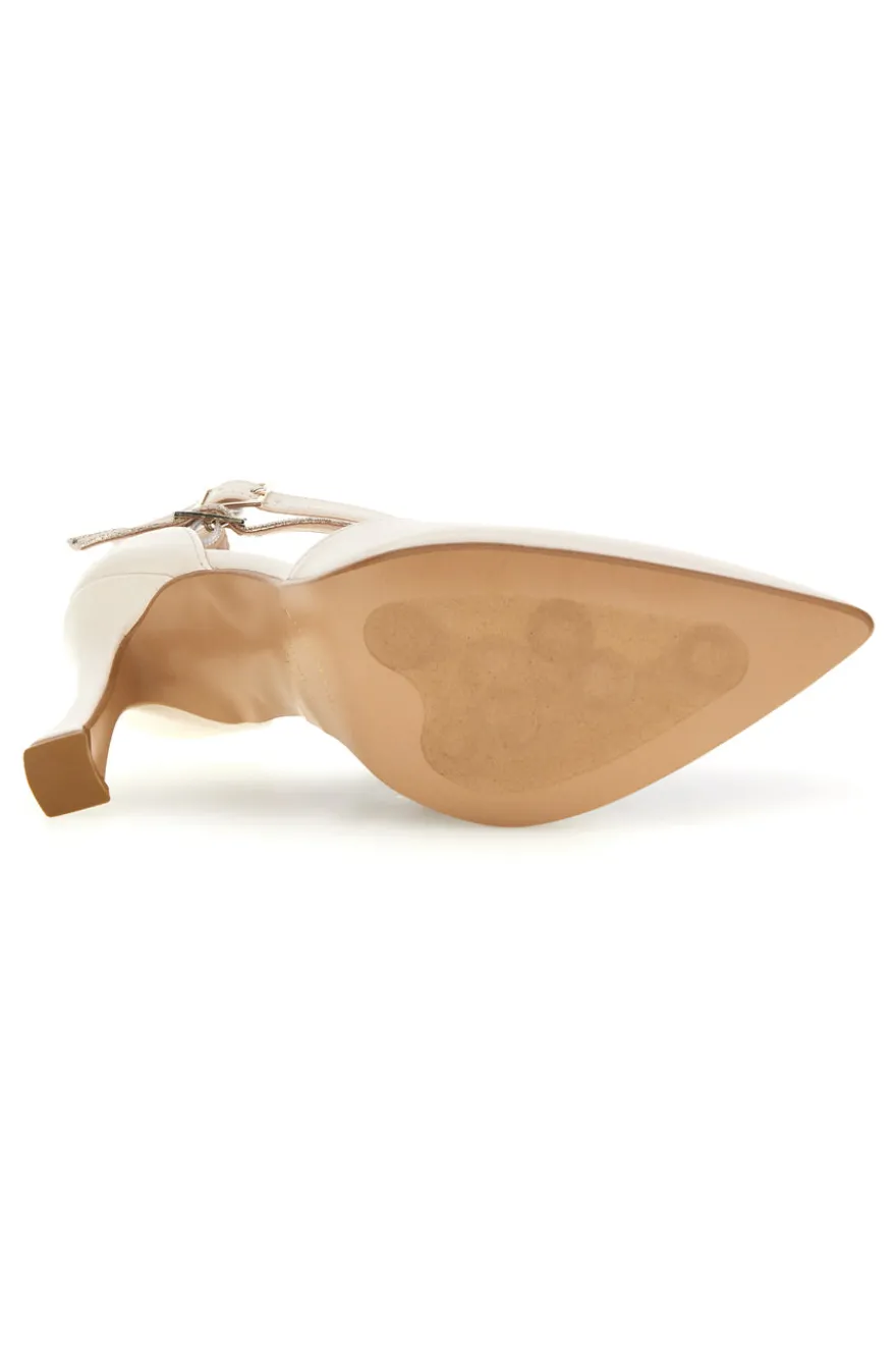 Décolleté beige in vera pelle con cinturino Francesca gritti 194