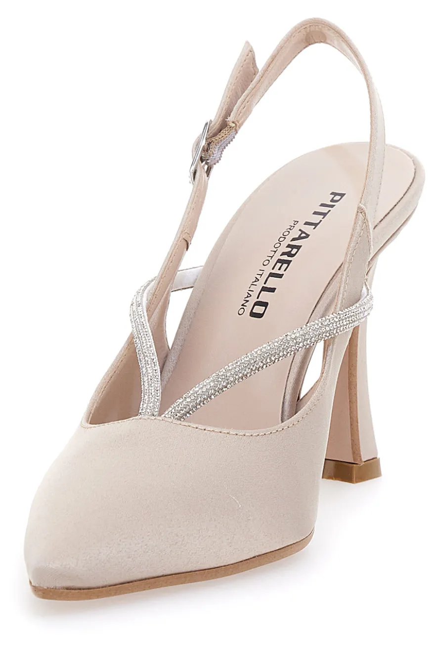 Décolleté Beige Slingback con Strass PITTARELLO 100