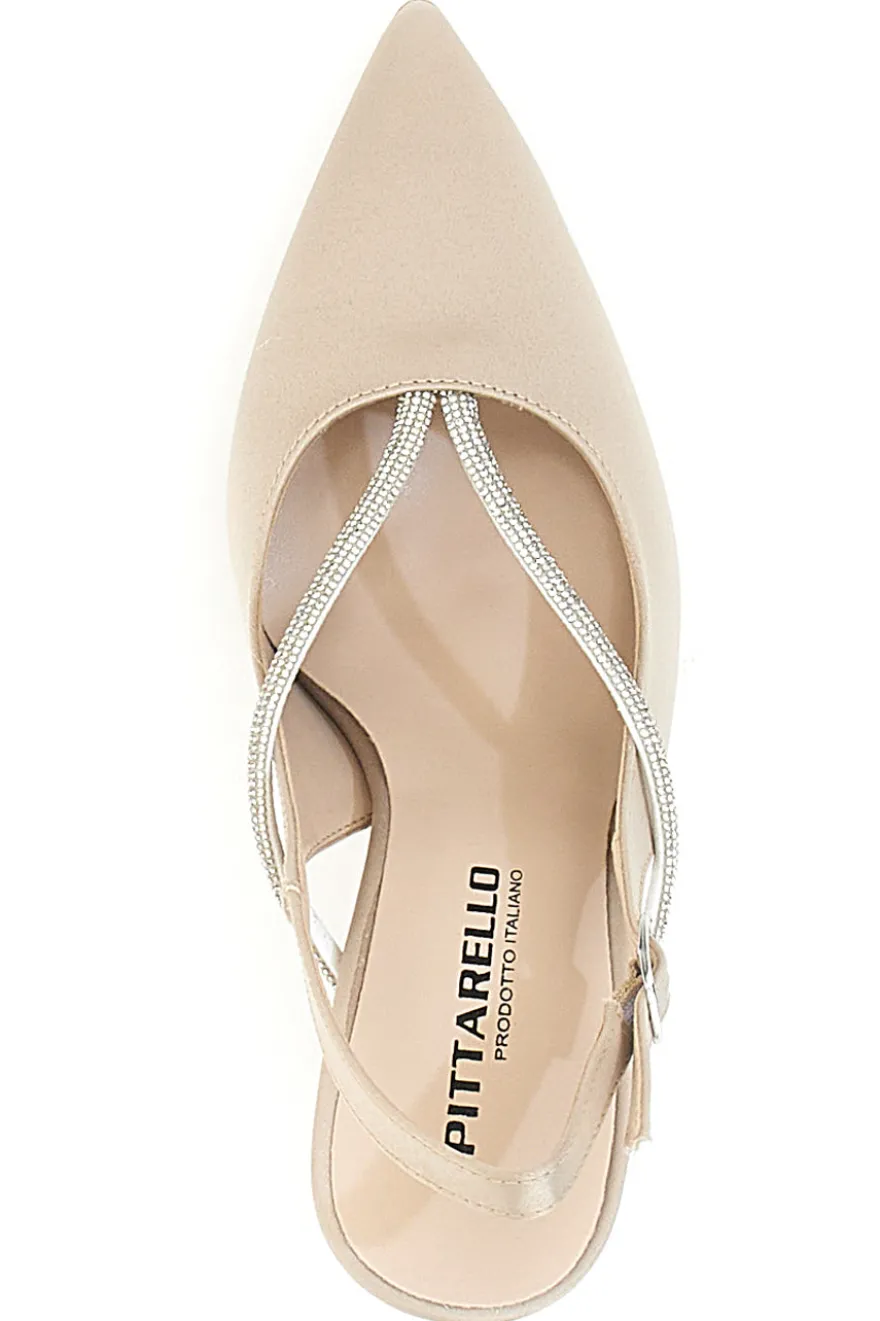 Décolleté Beige Slingback con Strass PITTARELLO 100