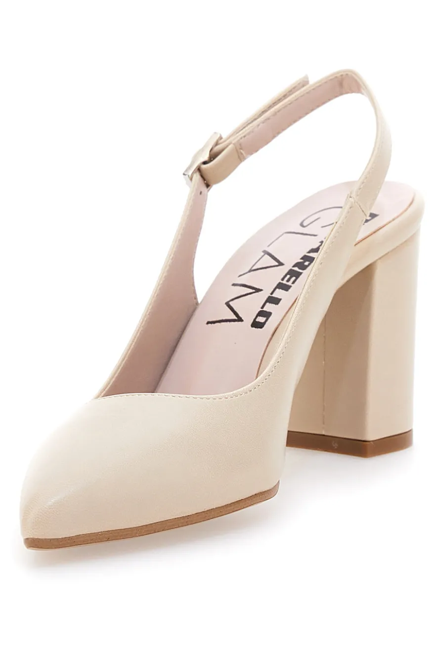Décolleté Beige Slingback con Tacco Medio PITTARELLO Glam 2264