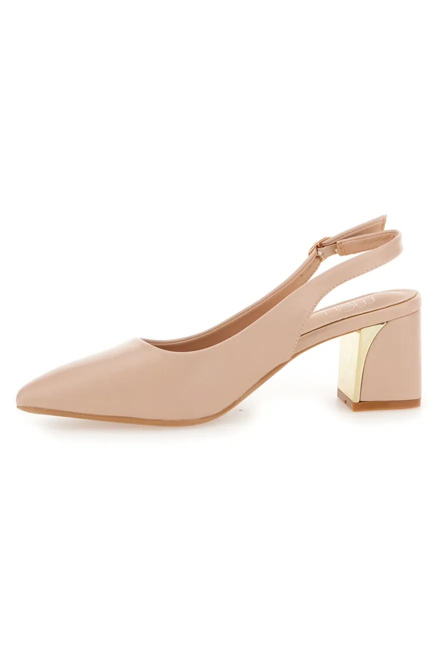 Décolleté Beige slingback tacco medio Mon dieu DQ50233