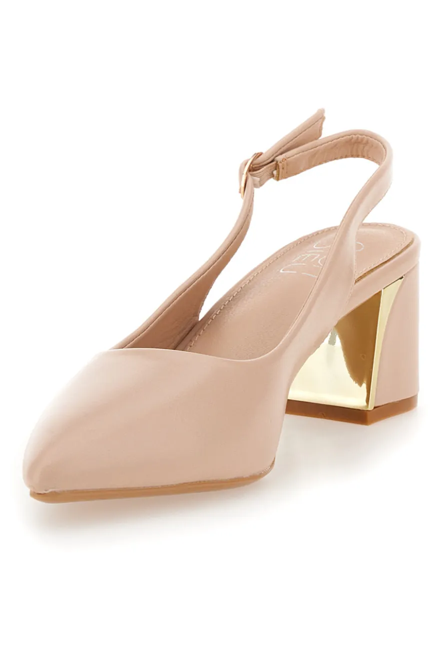 Décolleté Beige slingback tacco medio Mon dieu DQ50233