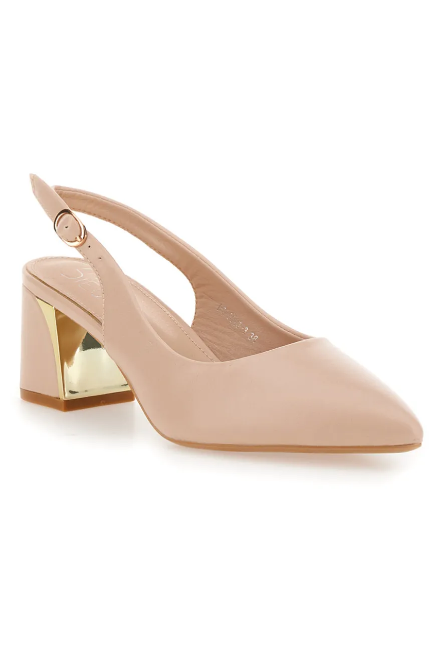 Décolleté Beige slingback tacco medio Mon dieu DQ50233