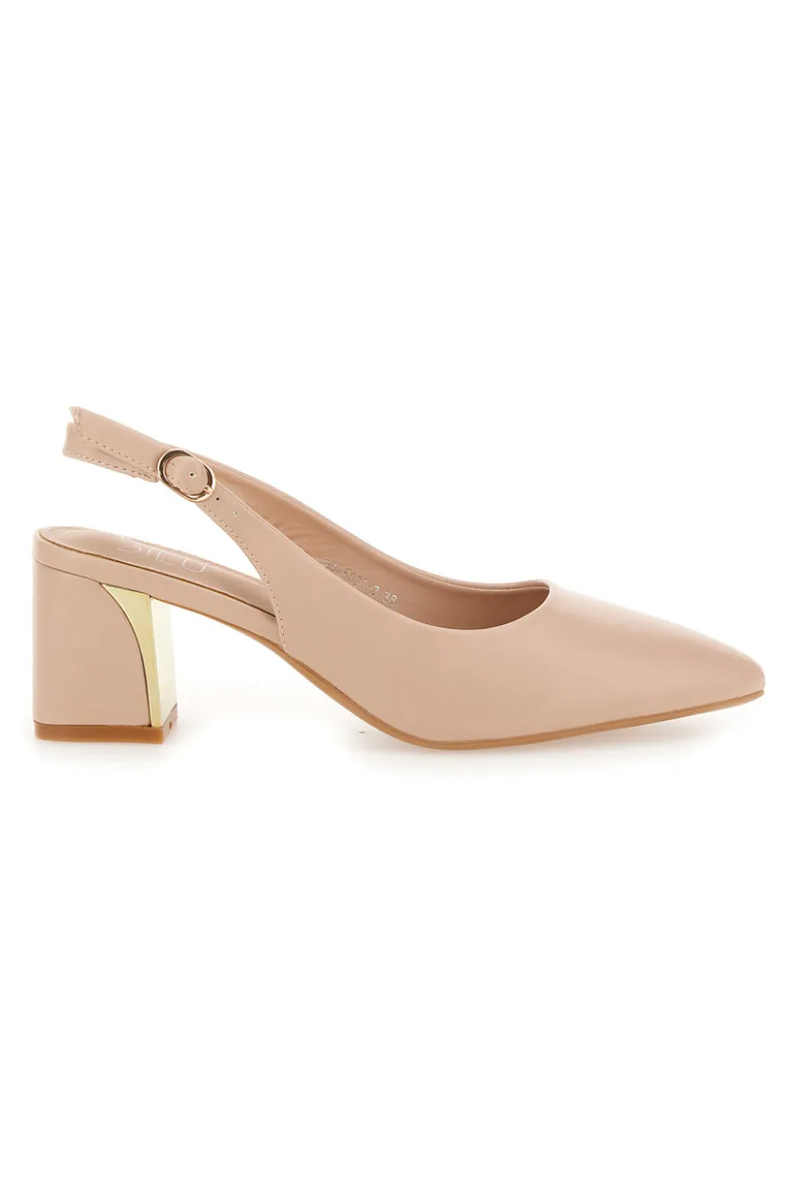 Décolleté Beige slingback tacco medio Mon dieu DQ50233