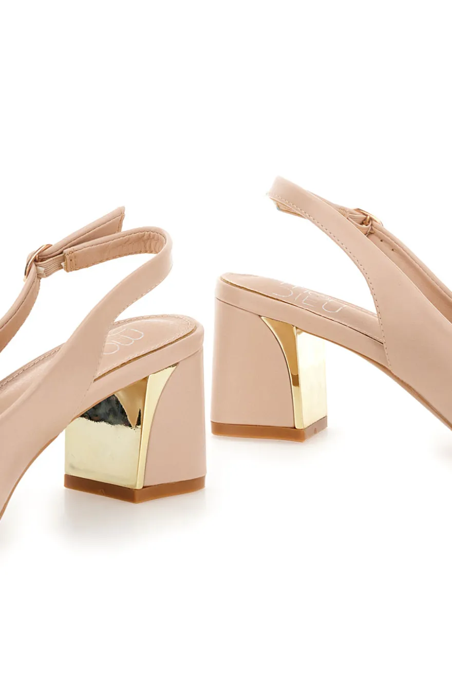 Décolleté Beige slingback tacco medio Mon dieu DQ50233