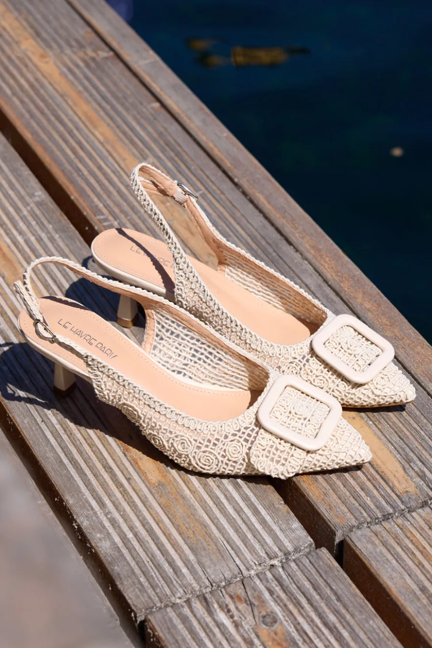Décolleté Beige slingback tacco medio Le havre Paris 63181