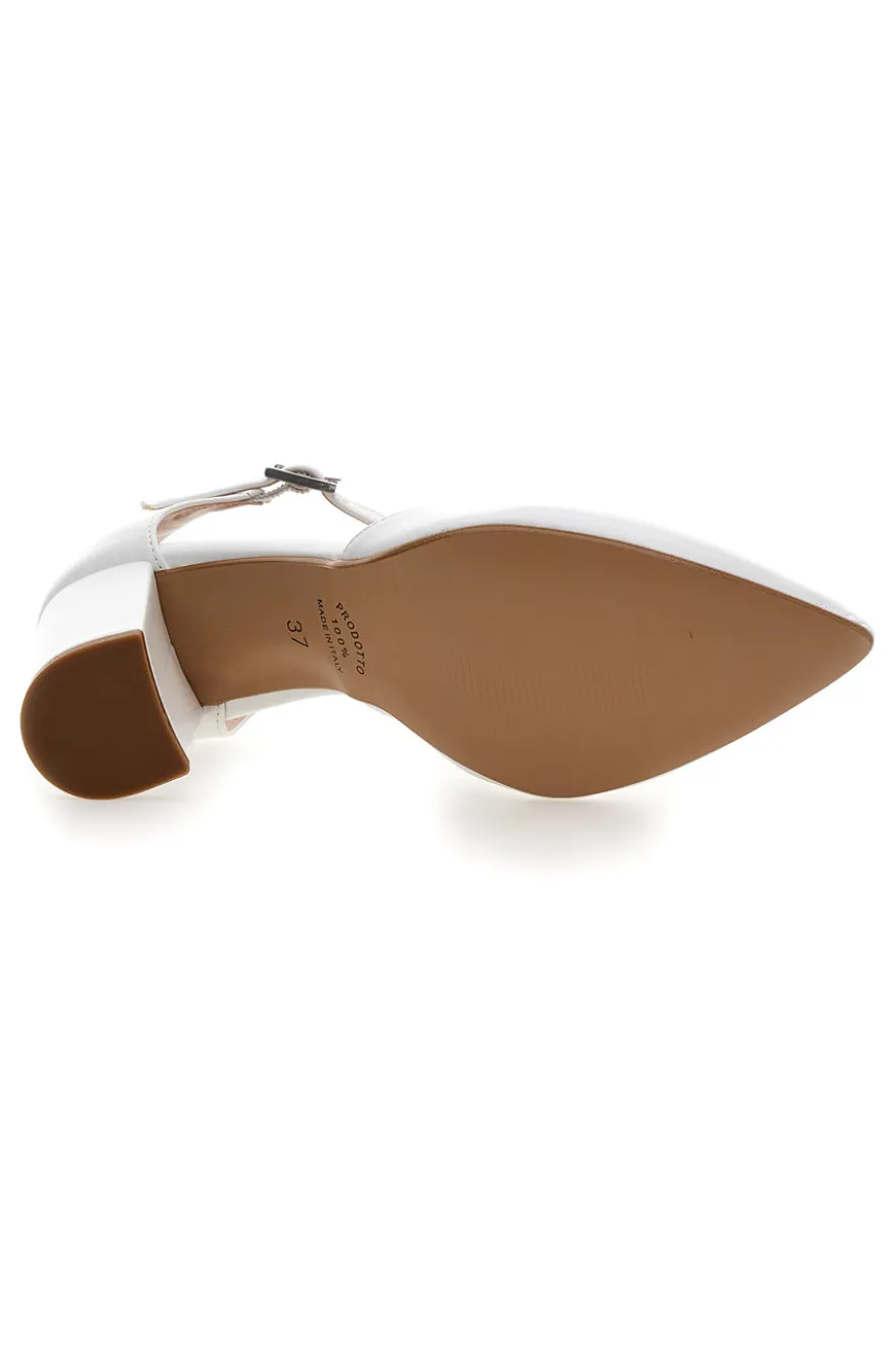 Décolleté bianche con cinturino alla caviglia Made in Italy Pittarello vera 4615
