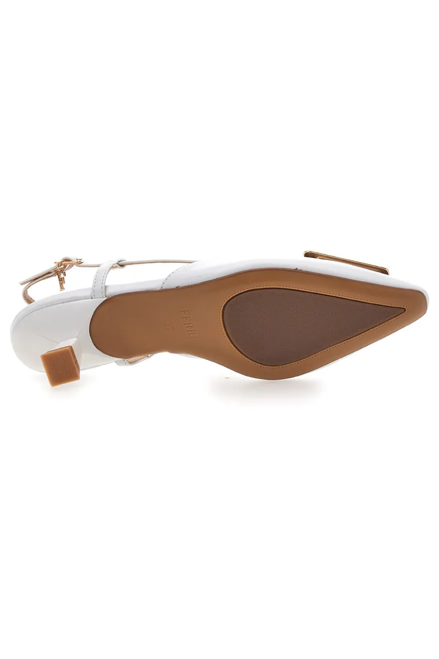 Décolleté Bianche Con Cinturino e Tacco Ferre F212