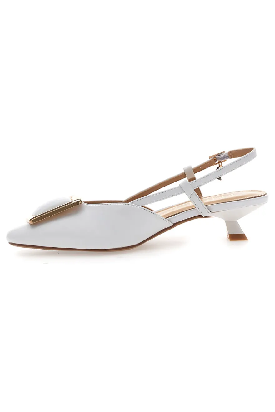Décolleté Bianche Con Cinturino e Tacco Ferre F212