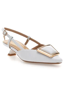 Décolleté Bianche Con Cinturino e Tacco Ferre F212