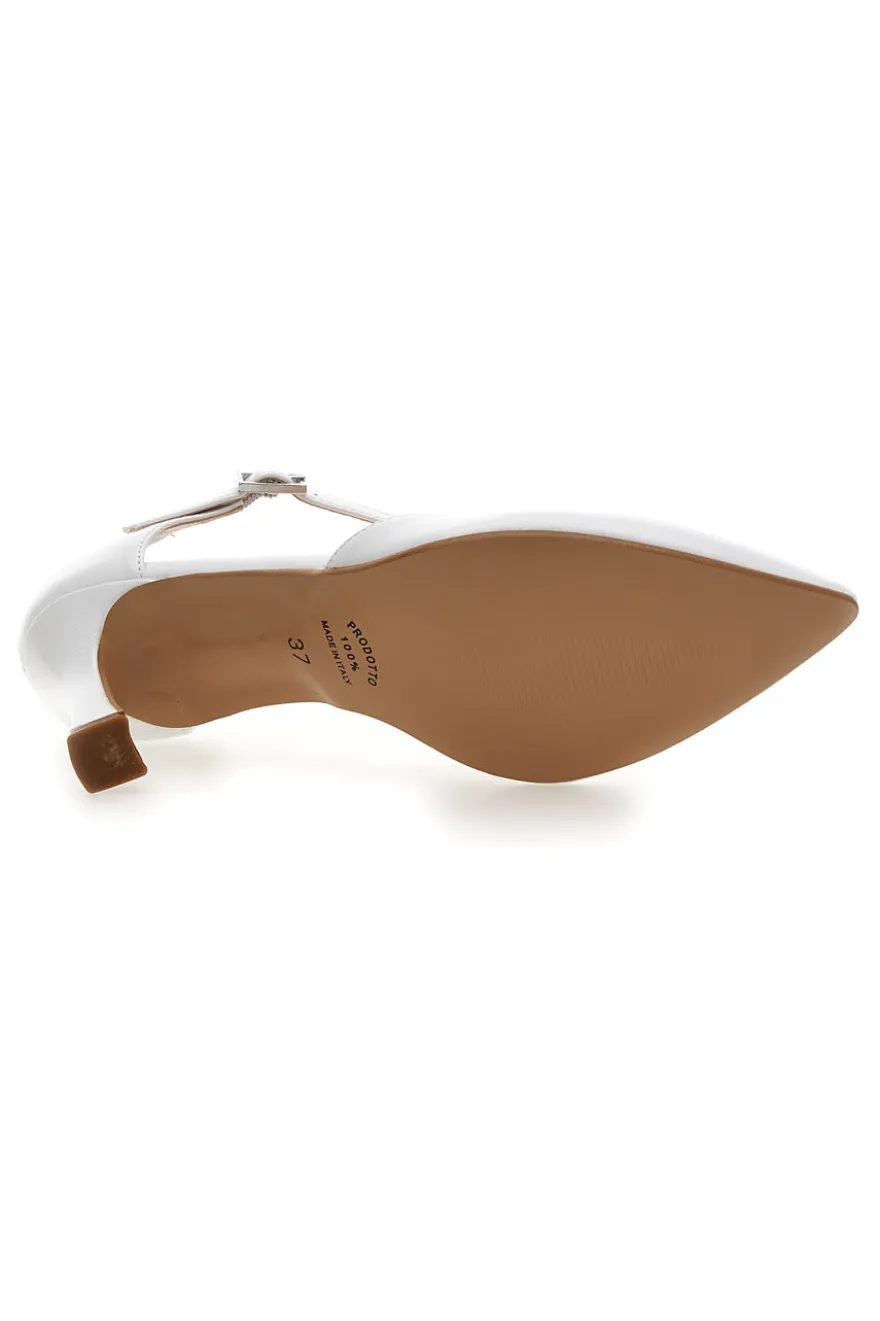Décolleté bianche con cinturino alla caviglia Made in Italy Pittarello 4373
