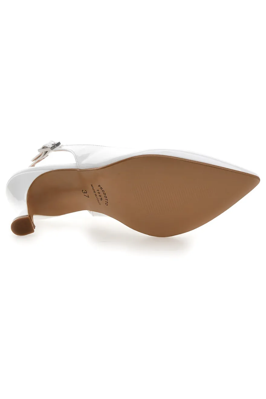 Décolleté bianche slingback Made in Italy Pittarello 4371