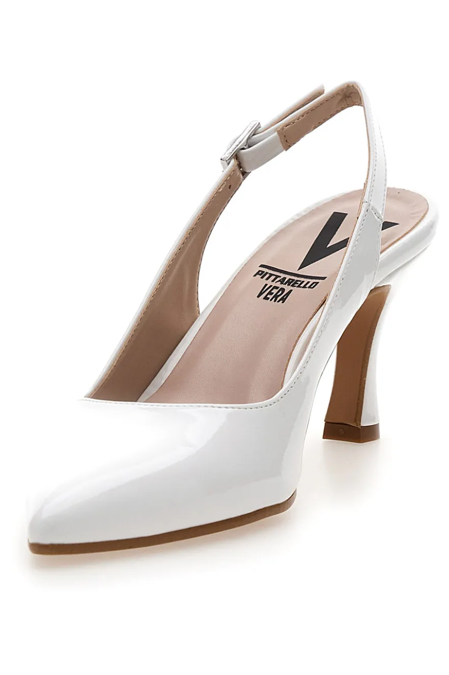 Décolleté bianche slingback Made in Italy Pittarello 4371