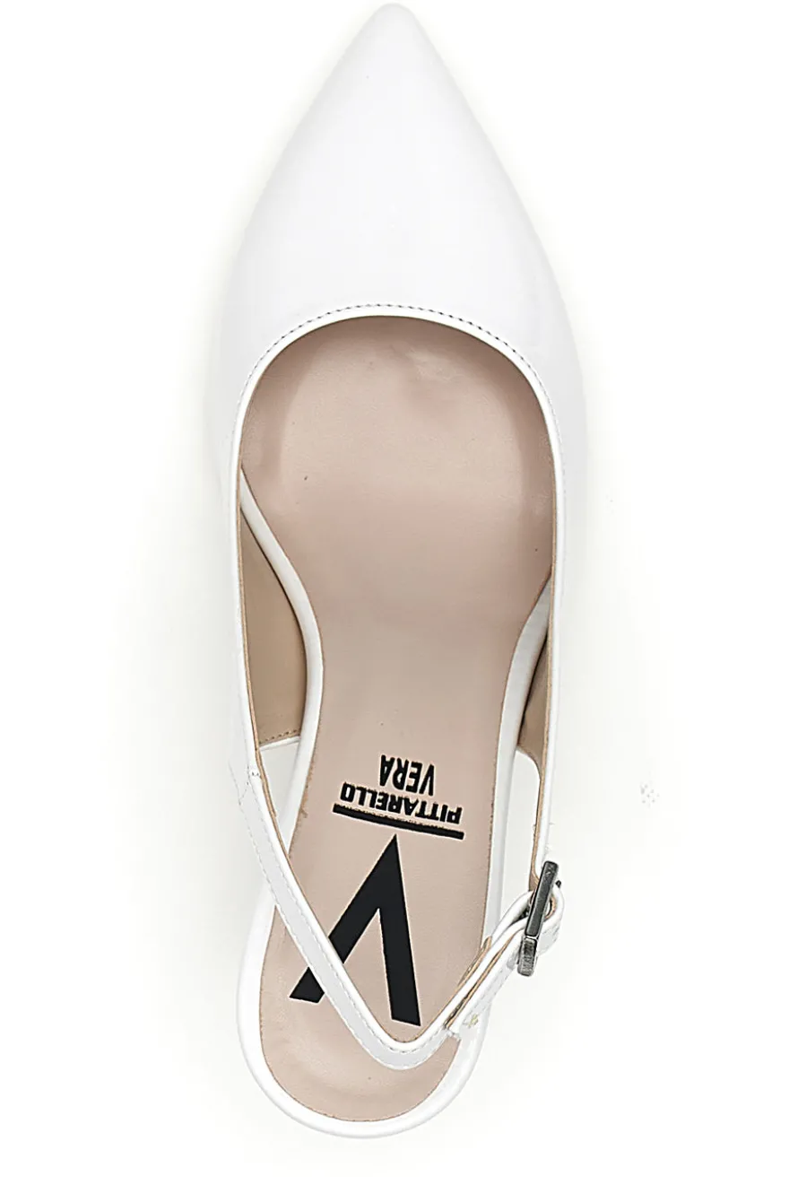 Décolleté bianche slingback Made in Italy Pittarello 4371