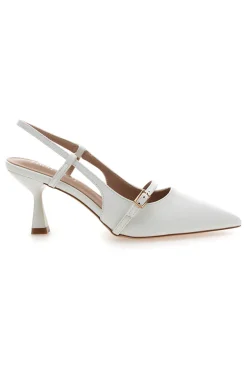 Décolleté bianche slingback con cinturino First lady P652