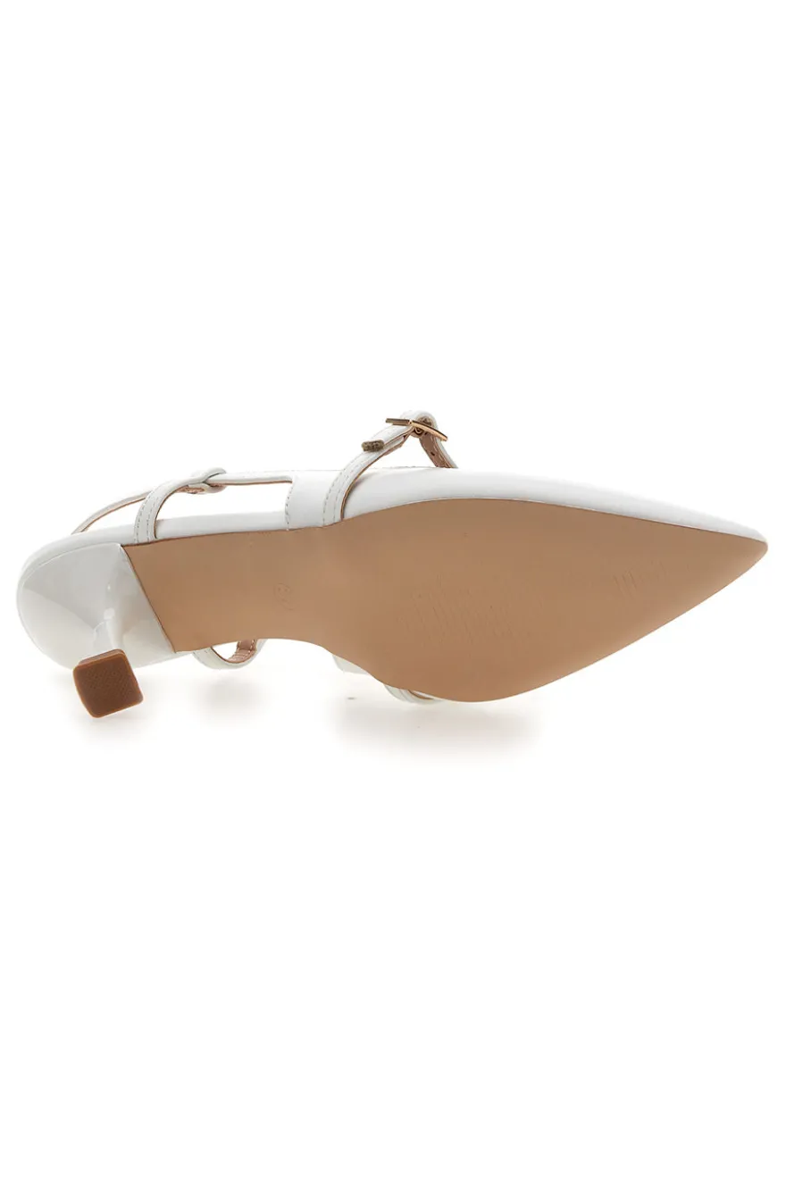 Décolleté bianche slingback con cinturino First lady P652