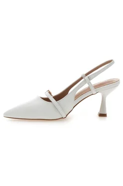 Décolleté bianche slingback con cinturino First lady P652