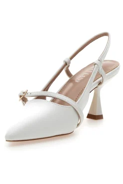 Décolleté bianche slingback con cinturino First lady P652