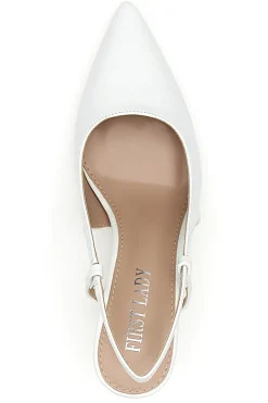 Décolleté bianche slingback con tacco First lady P653