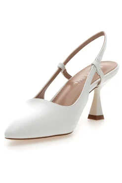 Décolleté bianche slingback con tacco First lady P653