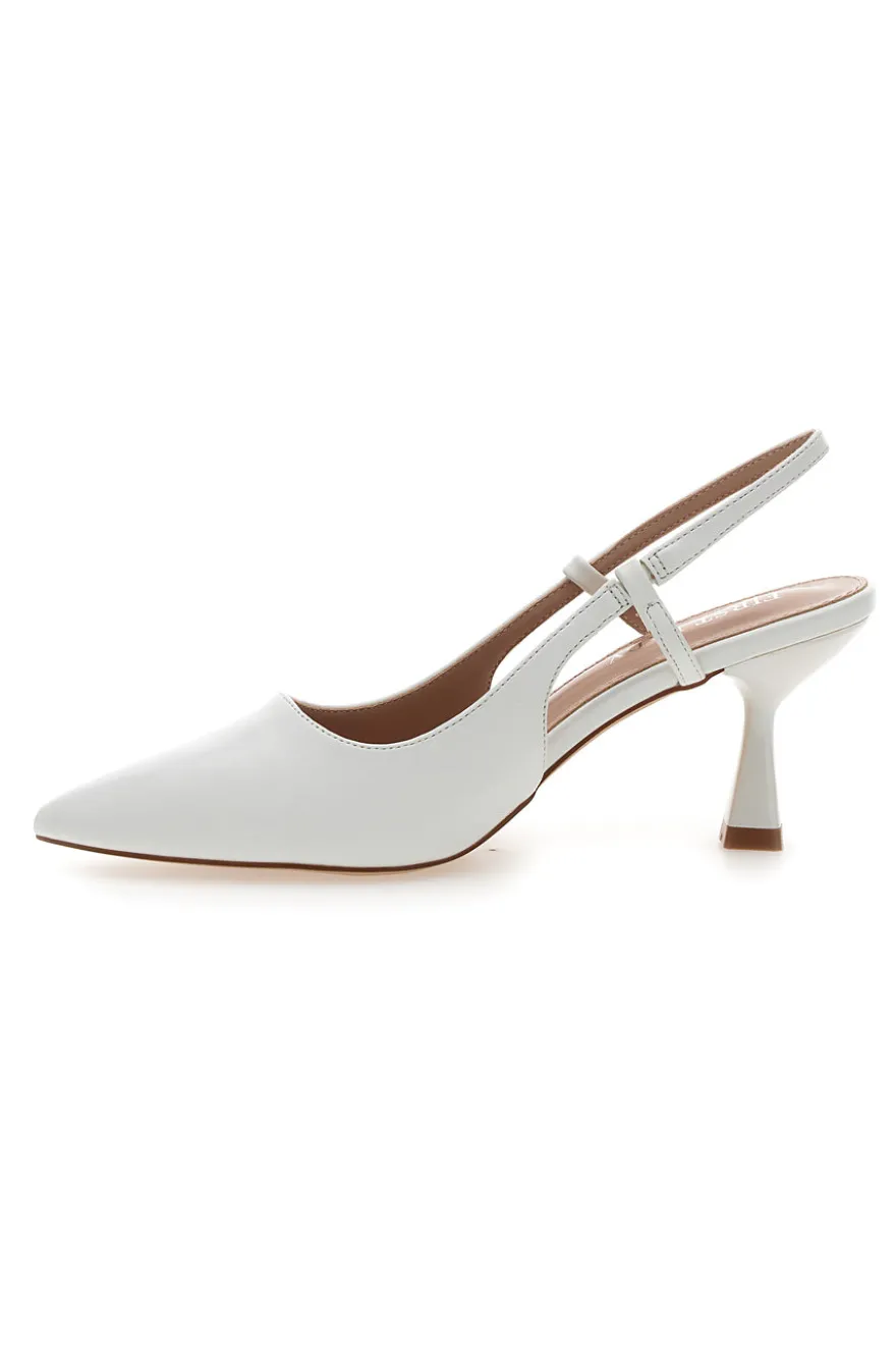 Décolleté bianche slingback con tacco First lady P653