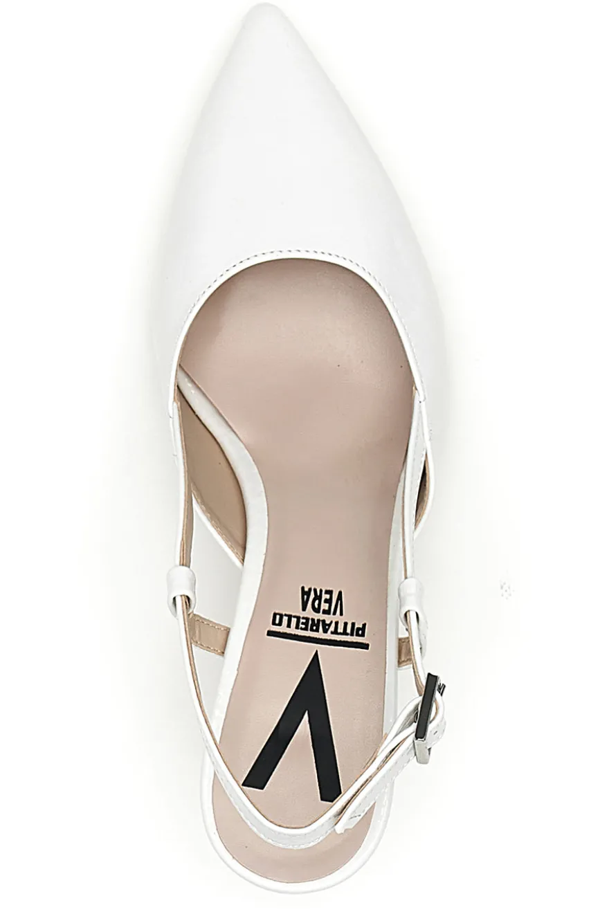 Décolleté bianche slingback Made in Italy Pittarello 4394