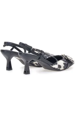 Décolleté Bianco e Nero slingback tacco medio Mon dieu APY22