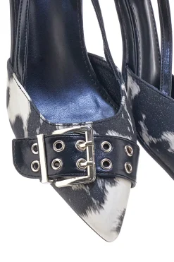 Décolleté Bianco e Nero slingback tacco medio Mon dieu APY22