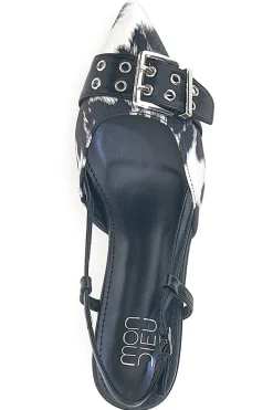 Décolleté Bianco e Nero slingback tacco medio Mon dieu APY22