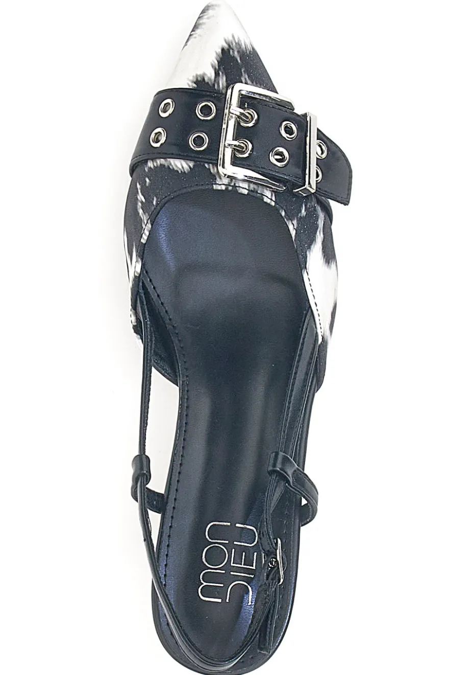 Décolleté Bianco e Nero slingback tacco medio Mon dieu APY22