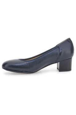 Décolleté blu in vera pelle con tacco basso Prima riga 11720LIDY