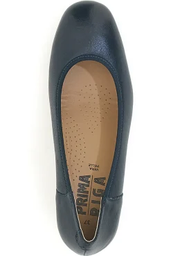 Décolleté blu in vera pelle con tacco basso Prima riga 11720LIDY