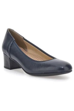 Décolleté blu in vera pelle con tacco basso Prima riga 11720LIDY