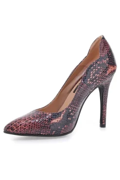 Décolleté bordeaux con stampa pitonata tacco alto Pittarello love 3478