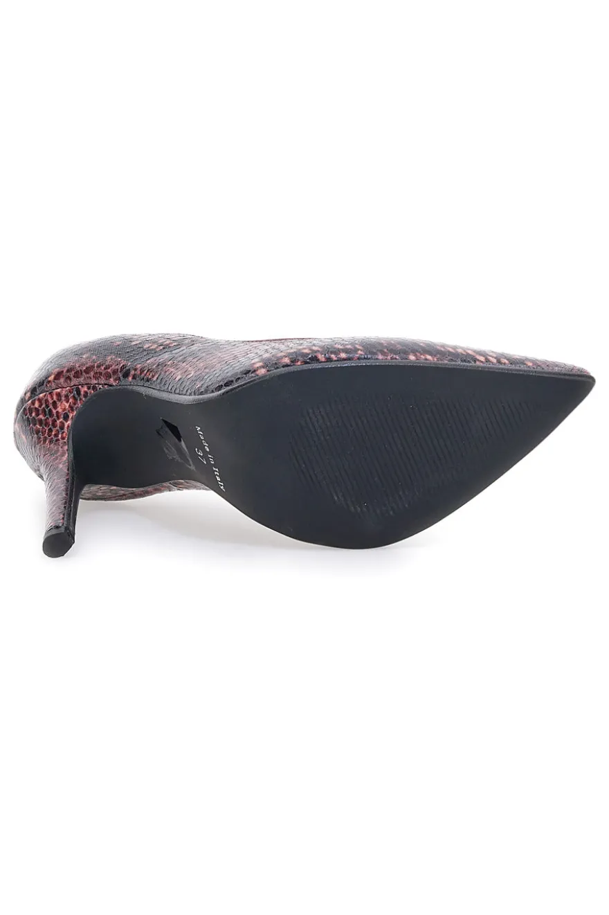 Décolleté bordeaux con stampa pitonata tacco alto Pittarello love 3478