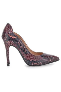 Décolleté bordeaux con stampa pitonata tacco alto Pittarello love 3478