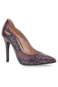 Décolleté bordeaux con stampa pitonata tacco alto Pittarello love 3478