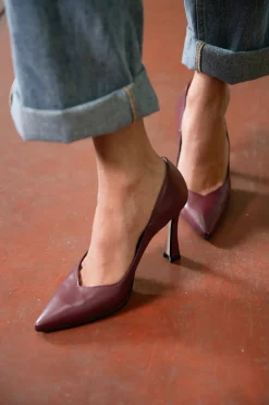 Décolleté bordeaux in vera pelle con tacco rocchetto Francesca Gritti 157