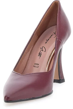 Décolleté bordeaux in vera pelle con tacco rocchetto Francesca Gritti 157