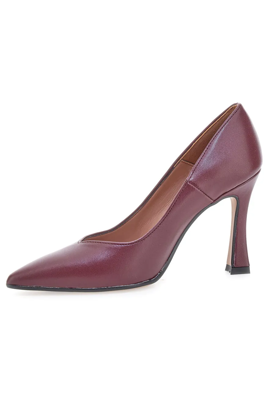 Décolleté bordeaux in vera pelle con tacco rocchetto Francesca Gritti 157