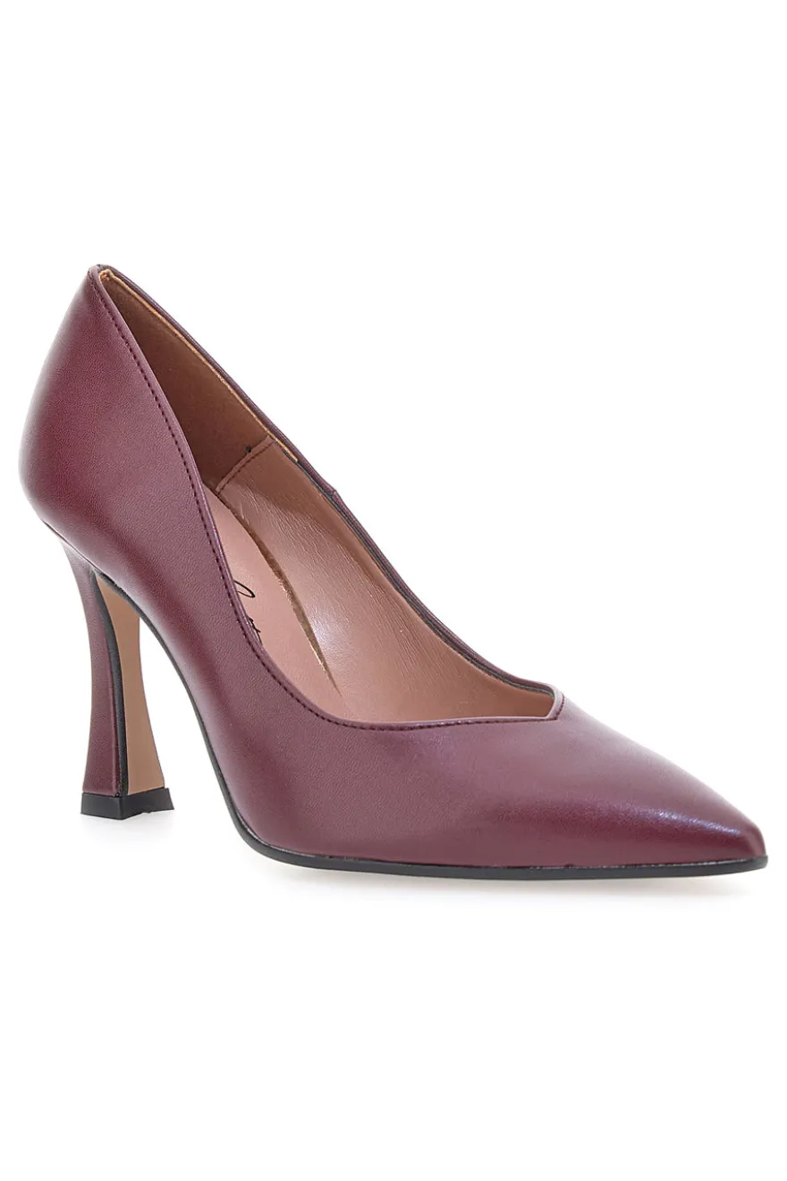 Décolleté bordeaux in vera pelle con tacco rocchetto Francesca Gritti 157