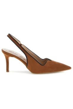 Décolleté color cuoio con cinturino slingback Lavorazione artigianale Made in Italy Francesca gritti P0701