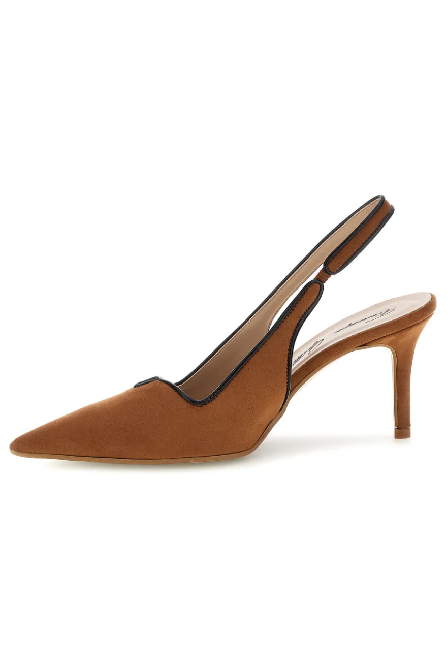 Décolleté color cuoio con cinturino slingback Lavorazione artigianale Made in Italy Francesca gritti P0701