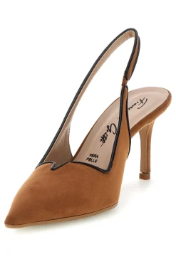 Décolleté color cuoio con cinturino slingback Lavorazione artigianale Made in Italy Francesca gritti P0701