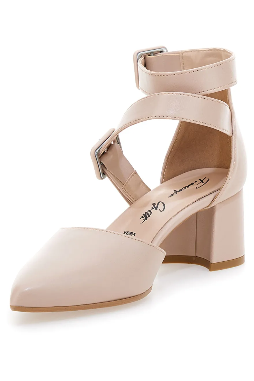 Décolleté da donna beige con cinturini incrociati Francesca Gritti 8012