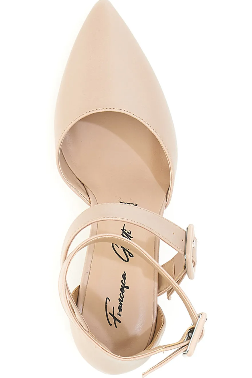 Décolleté da donna beige con cinturini incrociati Francesca Gritti 8012