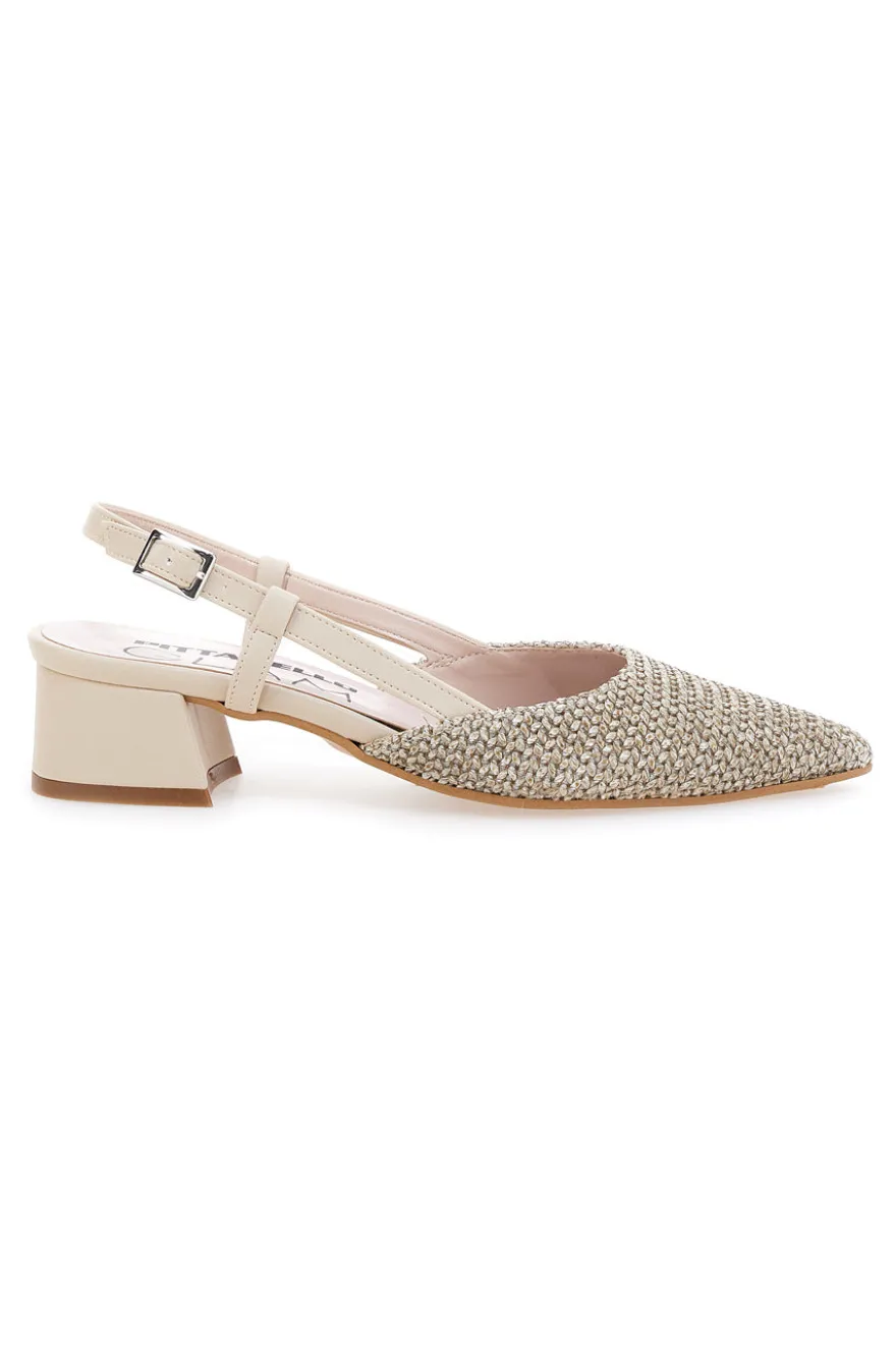 Décolleté da donna beige con strass e cinturino slingback Pittarello Glam 3124